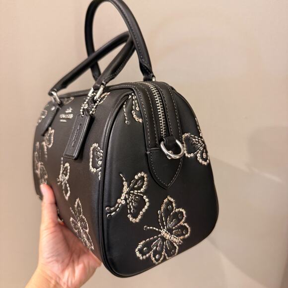 Coach Rowan Satchel Bag With Butterfly Print CCK88 Black - Picture 3 of 12